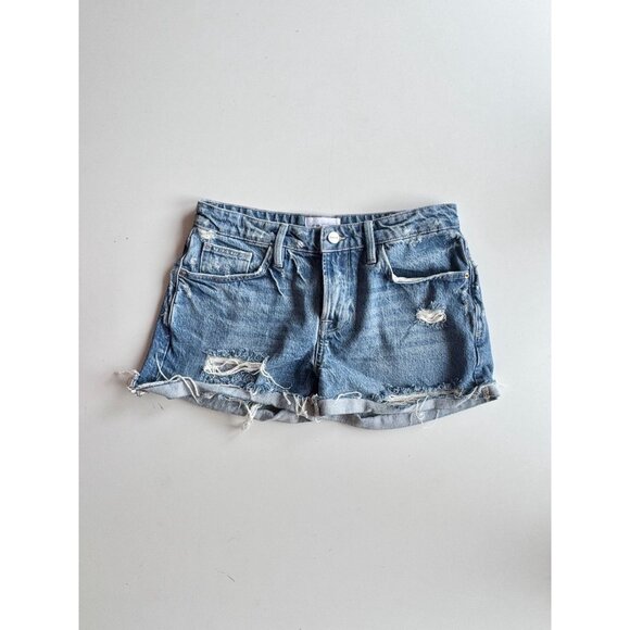 FRAME Le Grand Garcon Montgrove Rips Mid Rise Distressed Denim Shorts, Size 25 - Picture 5 of 14